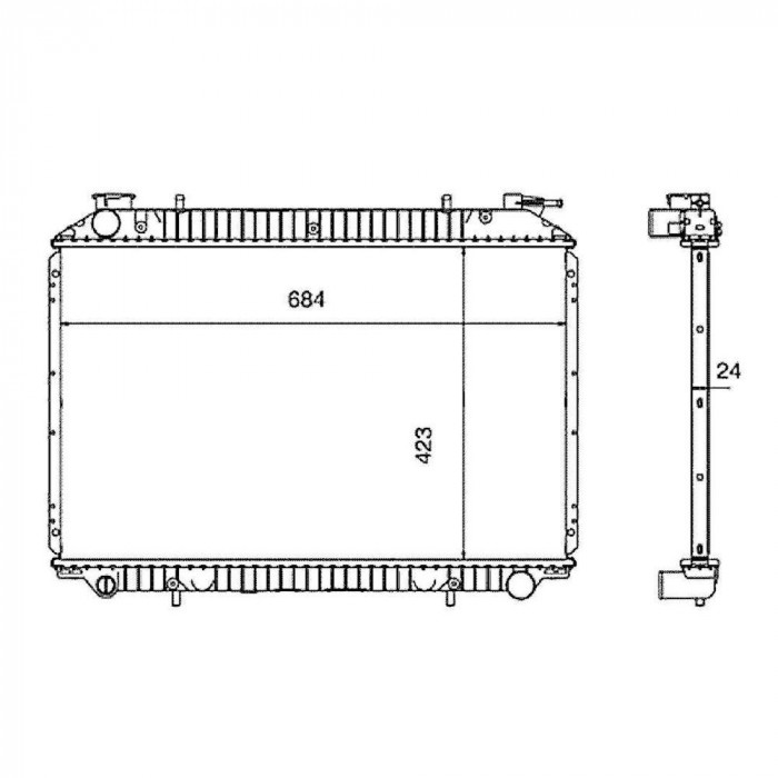 Radiator racire Nissan Serena (Esp), 07.1992-03.1995, Motorizare 2.0 93kw; 2, 0 D 49kw Diesel/Benzina, cutie Manuala, dimensiune 680x417x26mm, Cu lip