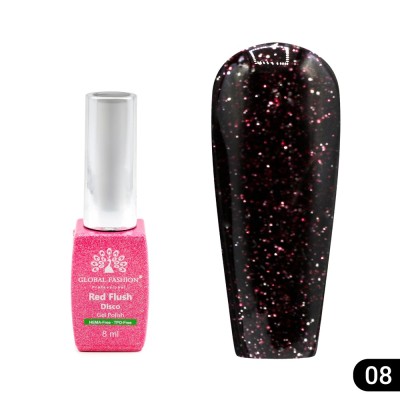 Ojă semipermanentă Red Flush Disco 8 ml, 08 foto