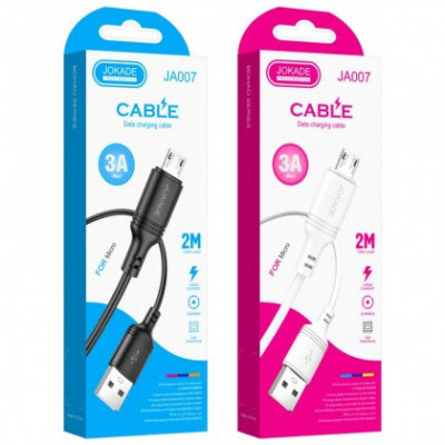 Cablu de date, JOKADE JA007, BOHAO Series, USB - Micro USB, 5A, 2m, Alb, Blister foto
