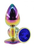 Dop Anal Metalic, Small, Multicolor, Piatra Albastru Inchis, Guilty Toys