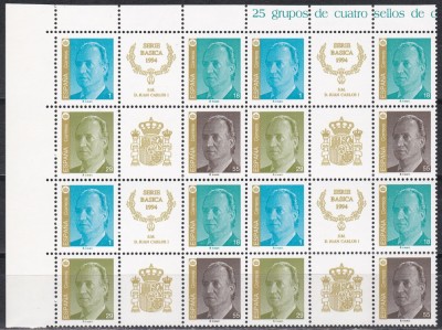 Spania 1994-Regele Juan Carlos I,Noi valori,2 Serii cu Viniete, in Bloc de 4,MNH foto