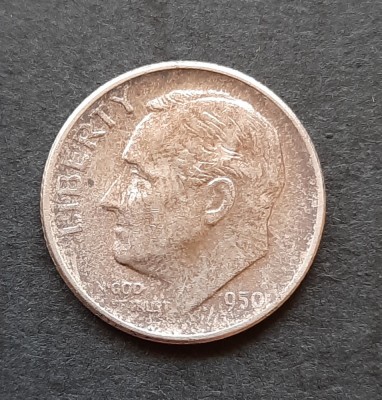 1 Dime &amp;quot;Roosevelt Silver Dime&amp;quot; 1950, USA - G 4245 foto