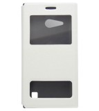 Husa tip carte cu stand alba (cu decupaj frontal) pentru Nokia Lumia 730 / Lumia 735 / Lumia 735 Dual SIM, Cu clapeta, Piele Ecologica