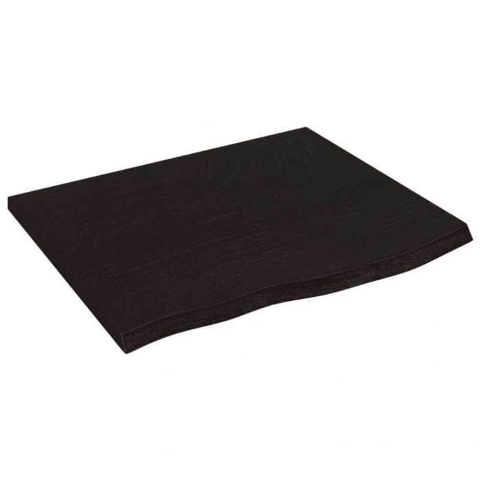 Blat de baie, maro inchis, 60x50x(2-6) cm, lemn masiv tratat