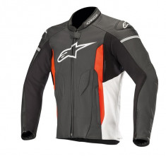 Geaca moto piele Alpinestars Faster negru/alb/rosu-fluo marime 50 Cod Produs: MX_NEW 3103518123150AU foto