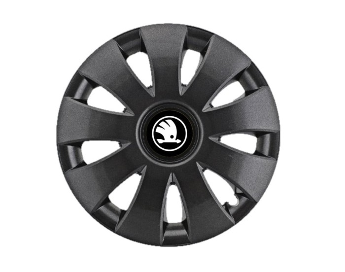 Set 4 Capace Roti Autohelix MSA&reg; potrivite jantelor de 16 inch, pentru Skoda Alb Negru model Aura Black