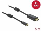 Cablu activ USB Type-C la HDMI (DP Alt Mode) 4K60Hz T-T 5m Negru, Delock 85972