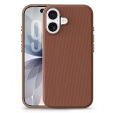 Husa compatibila cu iPhone 17, MagSafe, Design Woven, Soft Touch, Antisoc, Maro