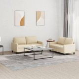 VidaXL Set de canapele cu perne, 2 piese, crem, textil