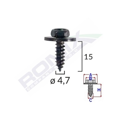 Surub Universal Fixare Negru 4.7X15mm Set 10 Buc 133998 40523Z-RMX foto