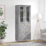 VidaXL Dulap &icirc;nalt, gri beton, 69,5x34x180, lemn compozit