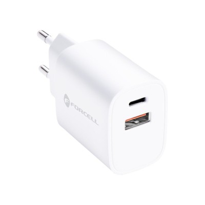 Incarcator de Calatorie Forcell F-Energy, Type-C + USB-A, 35W, PD QC 4.0, Alb foto
