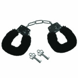 Cătușe - Sportsheets Sex &amp;amp; Mischief Furry Handcuffs Black