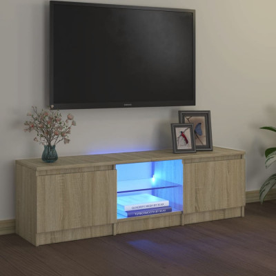 vidaXL Comodă TV cu lumini LED, stejar sonoma, 120x30x35,5 cm foto