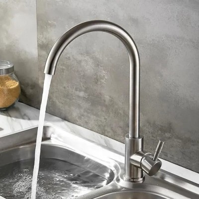 Baterie Bucatarie Monocomanda Pipa Pivotanta Cartus Ceramic Inox Satinat Racorduri Kit Fixare Incluse CF001 ModernLight Concept foto