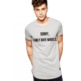 Tricou gri barbati - Sorry, i only date models - L