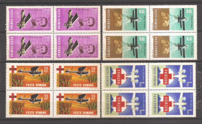 Romania 1968, LP 667 - Aviatie si aviasan in bloc de 4, MNH