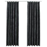 Draperii opace cu carlige, 2 buc, antracit, 140x225 cm catifea