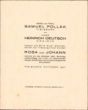 A1471 Invitație nuntă, 1927, familia Pollak din Timișoara și Deutsch din Craiova