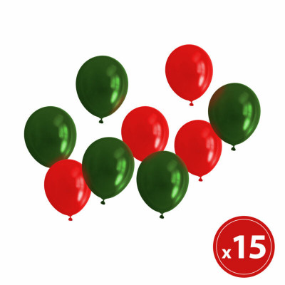 Set de baloane - roșu-verde, metalic - 15 bucăți / pachet foto