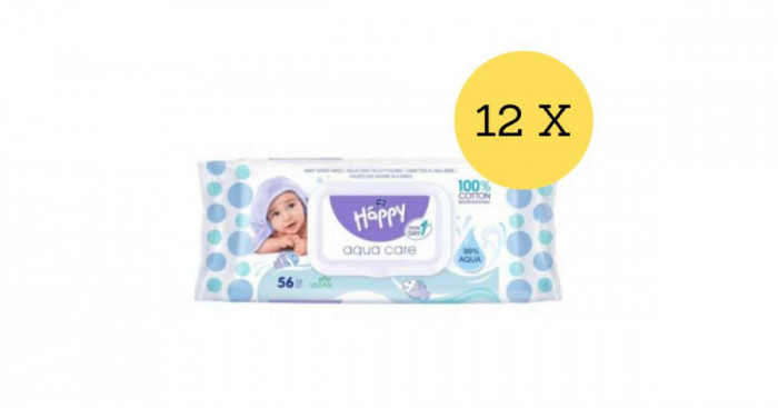 Bella Baby Happy Aqua Care T&ouml;rlőkendő 12x56db