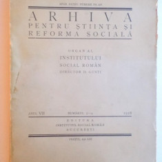 ARHIVA PENTRU STIINTA SI REFORMA SOCIALA ANUL VII NR. 3-4 / 1928