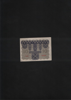 Austria 10 kronen coroane 1922 seria034292 foto