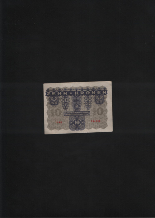 Austria 10 kronen coroane 1922 seria034292