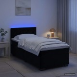 Cumpara ieftin Pat box spring cu saltea si LED Negru 90 x 190 cm Catifea