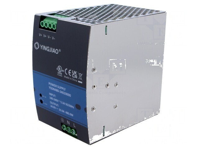 Alimentator pulsatoriu pentru şină DIN 480W 24VDC 20A