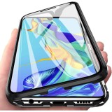 Husa pentru Huawei P30 Pro, sticla securizata, cadru de protectie metalic, ultra subtire, negru