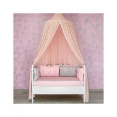 Baldachin de tavan din tulle si voal, peach alb