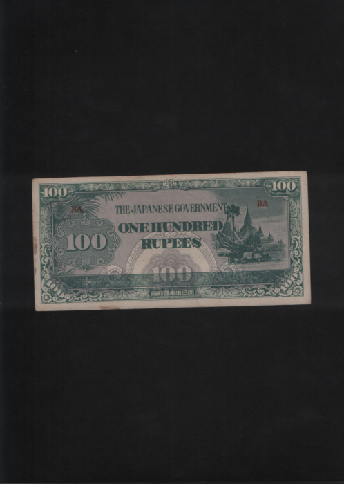 Burma ocupatie japoneza 100 rupees 1944
