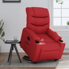 vidaXL Fotoliu rabatabil electric cu ridicare, roșu, piele ecologică