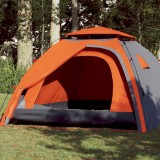 Cort camping cupola 4 persoane, gri/portocaliu, setare rapida GartenMobel Dekor, vidaXL