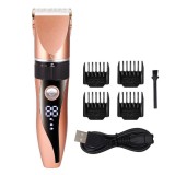 Aparat Tuns Animale GM8022 USB LCD, Lame Ceramica+Otel, Accesorii Incluse, Motor Silentios, Baterie, Ajustabil 3-12mm