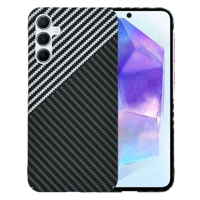 Husa Samsung A55 5G a556 Plastic Techsuit Carbon Alb &amp; Negru