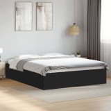 Cadru de pat, negru, 150x200 cm, lemn prelucrat
