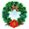 Coronita Craciun Artificiala 27cm cu Funda, Floare, Ornamente Rosu-Auriu. Decoratiune Brad/Usa, Interior/Exterior
