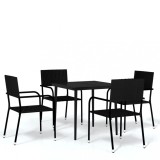 Set de mobilier pentru gradina, 5 piese, negru