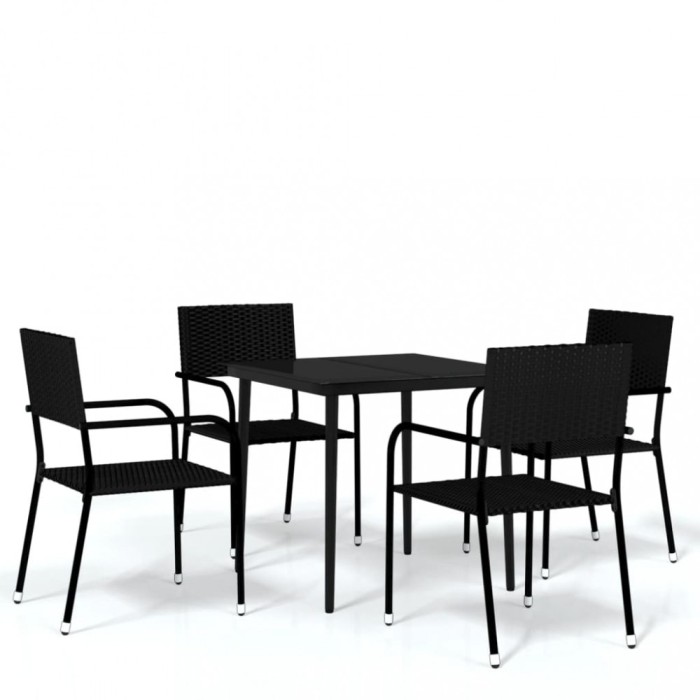 Set de mobilier pentru gradina, 5 piese, negru