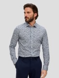 Cumpara ieftin Camasa barbati cu maneca lunga din jerse de bumbac si imprimeu floral, Albastru, 42