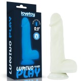 Dildo Fantezie Fosforescent Lovetoy Lumino Play Alb 20cm Silicon Realistic cu Ventuza