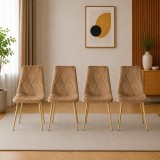 Set 4 scaune Artool Libra pentru bucatarie si living, catifea maro