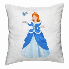 Perna Decorativa, Model Printesa si Paserea, 40x40 cm, Alb Murdar, Husa Detasabila, Burduf foto