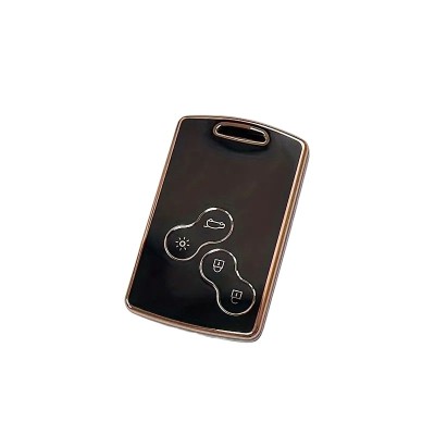 Husa TPU Renault Captur, Clio 4, Koleos, 4 Butoane, KEYLESS, Negru cu contur auriu foto