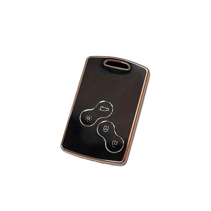 Husa TPU Renault Captur, Clio 4, Koleos, 4 Butoane, KEYLESS, Negru cu contur auriu