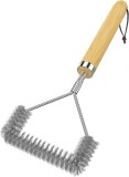 Perie de curatare pentru gratar TNTOR, otel inoxidabil/lemn, argintiu/bej, 31,5 cm