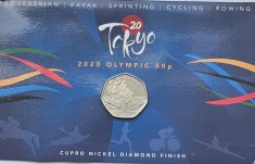 50 pence 2021 Gibraltar, Summer Olympic Games Tokio - Kayak, Bunc, Blister, tiraj 3750 ex., km#1813