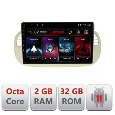 Navigatie dedicata Fiat 500 intre anii 2007-2015 Lenovo Octa Core cu Android Radio Bluetooth Internet GPS WIFI DSP 2+32 GB 4G K CarStore Technology foto